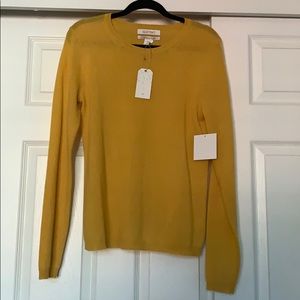 NWT Ellen Tracy Cashmere mustard Yellow Sweater